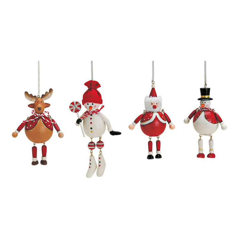Set 4 Ornamente Brad: Om de Zăpadă, Ren și Moș Crăciun - imagine 2