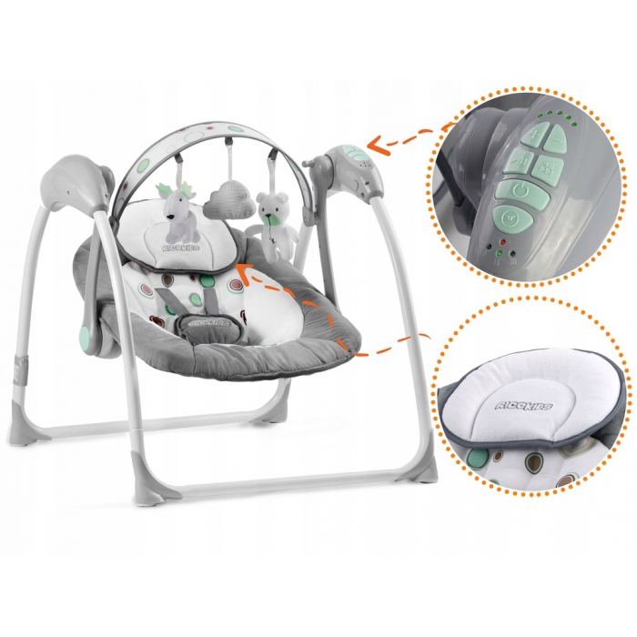 Leagan Electric Ricokids 7321 Gri cu Muzica - imagine 5