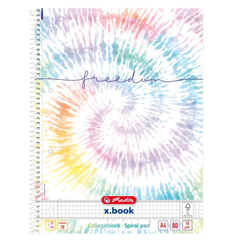 Caiet Matematica A4 Herlitz, 80 File, Batik Freedom