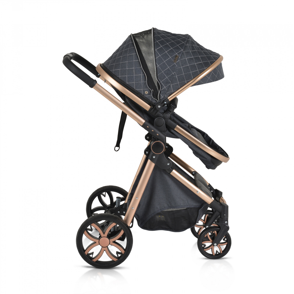Carucior 2in1 Moni Alma Black, Reversibil, Aluminiu - imagine 8