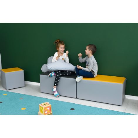 Puf Gri-Galben Moje Bambino - Confort Creață - imagine 2