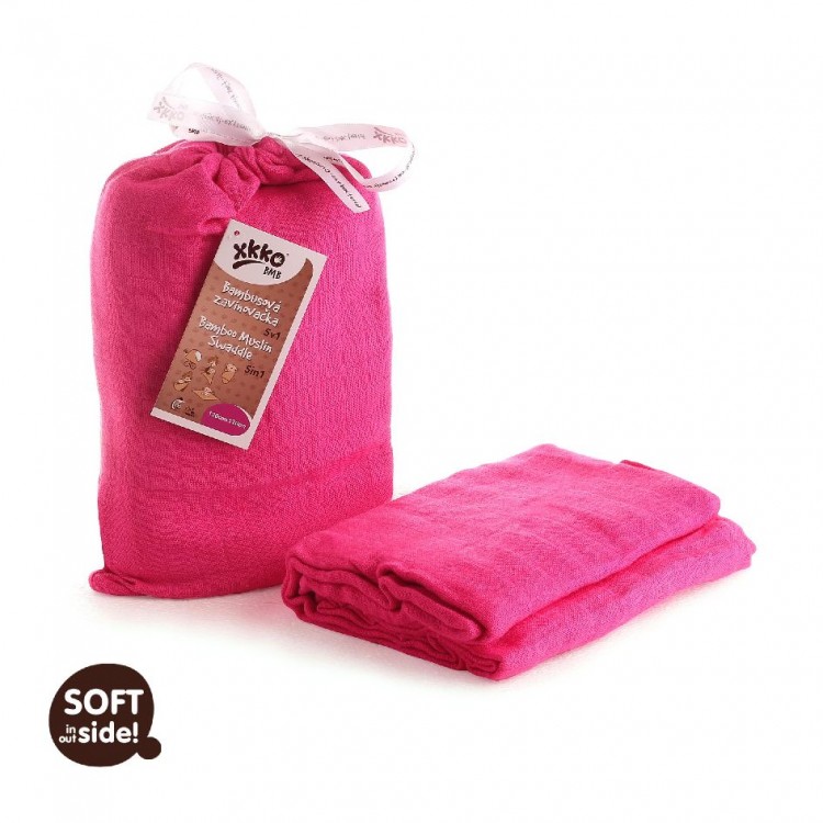 Muselina Bambus XKKO Magenta 120x120cm - imagine 4