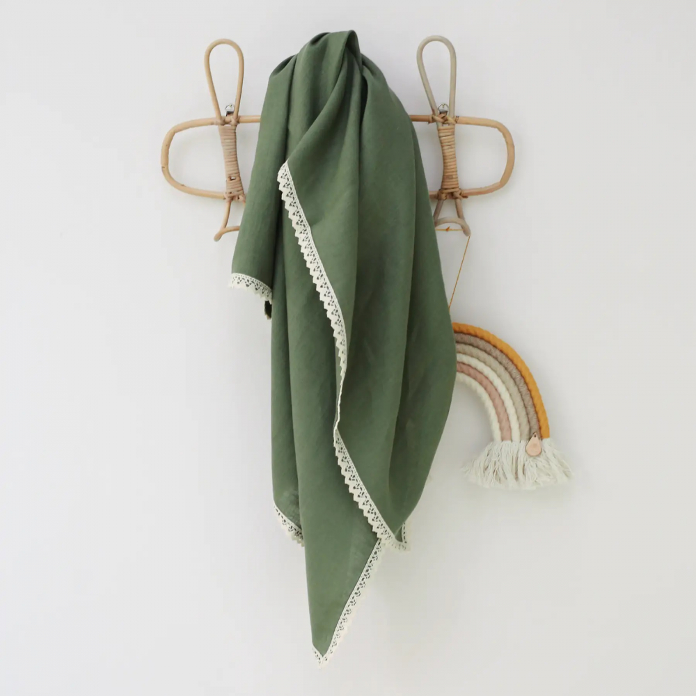 Paturica BabyLy din In 100x100cm, Forest Green
