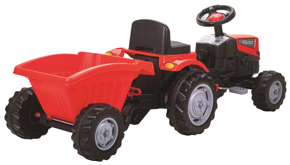 Tractor Pilsan Power Red cu remorcă, pedale