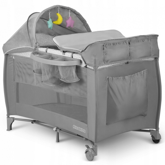 Patut pliabil Ricokids RK-242 Gri, cu Masa de Infasat - imagine 9