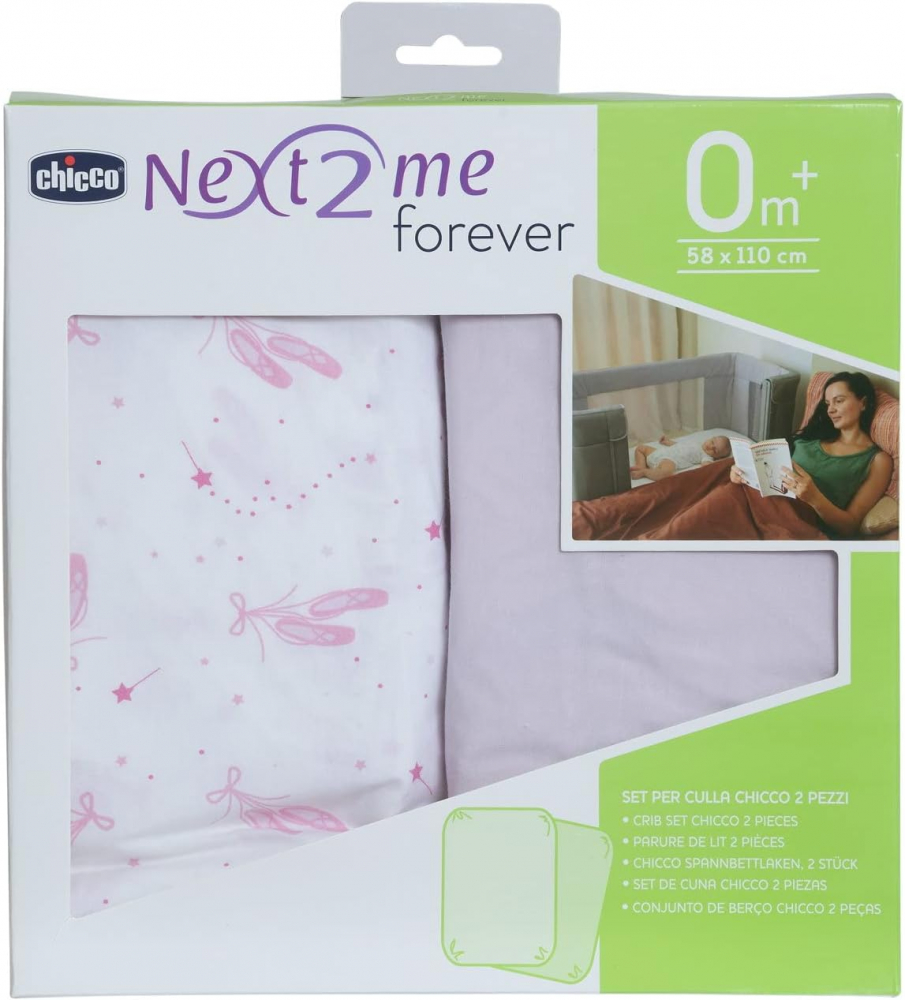 Set 2 cearceafuri Chicco Pink Ballet, Bumbac 100%