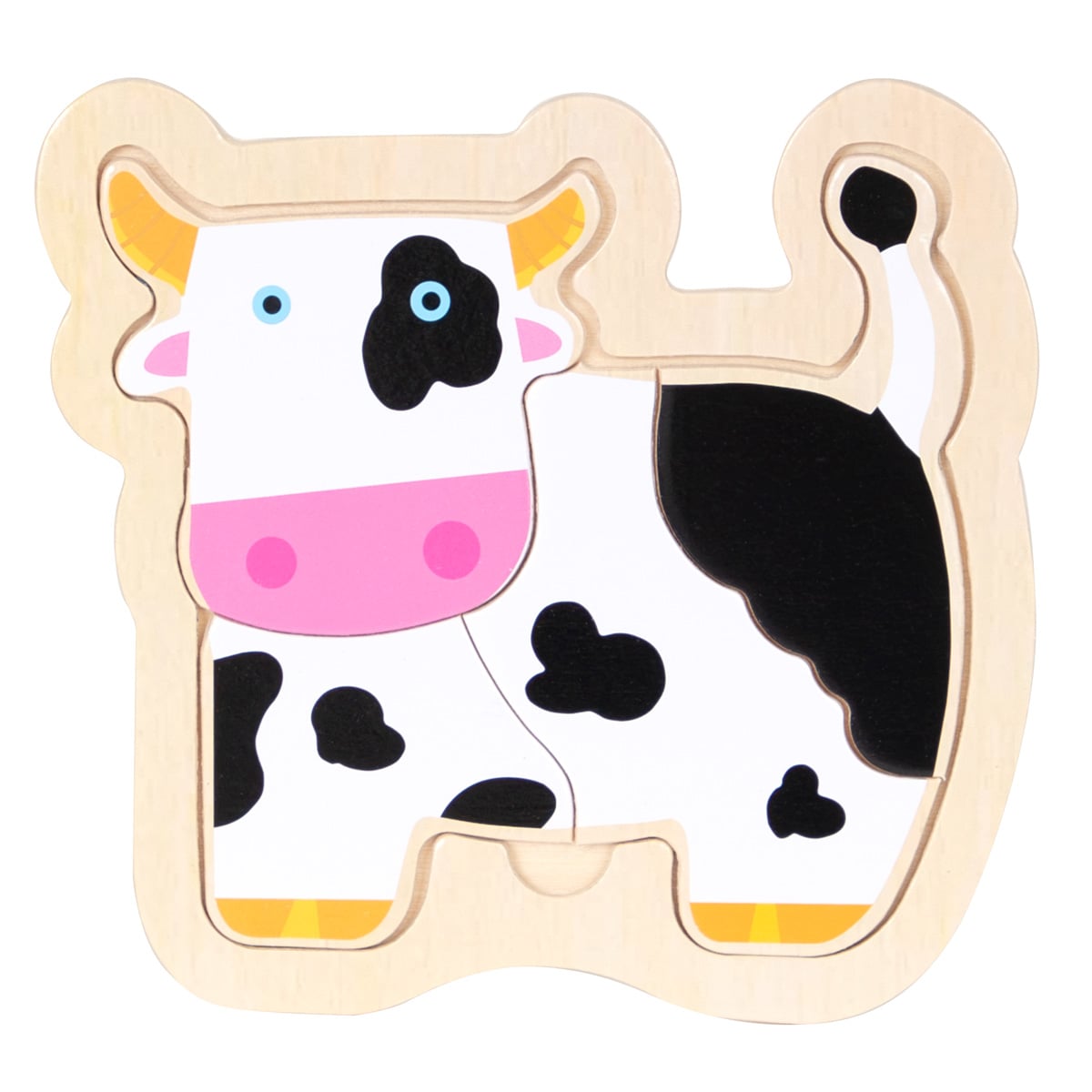 Puzzle din lemn Vacuta Sunman, 4 piese