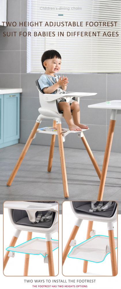 Scaun de masa Little Mom Wooden Gray 2in1 - imagine 11