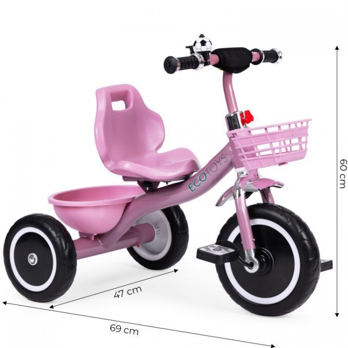 Tricicleta Ecotoys Roz | Pedale & Roti EVA - imagine 6