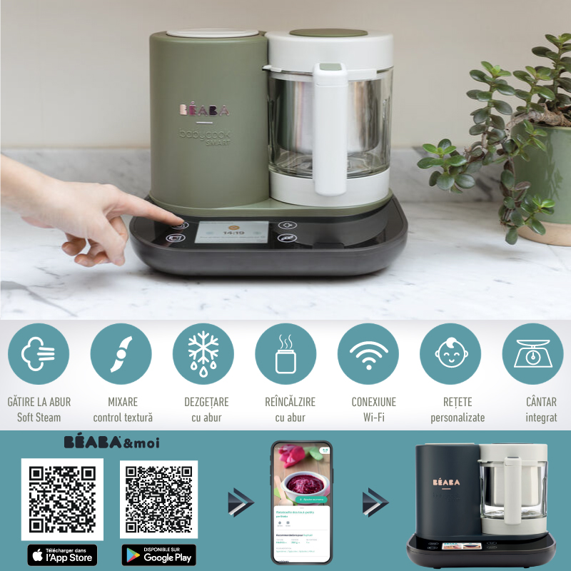 Robot Beaba Babycook Smart+ Wi-Fi Grey Green - imagine 4