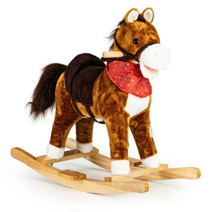 Calut Balansoar Ecotoys cu Sunete si Miscare, Maro - imagine 3