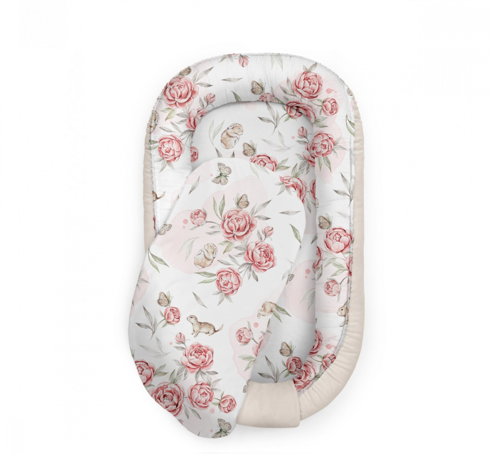 Babynest Premium BabySteps, Bumbac și Catifea, 70x35 cm - imagine 6