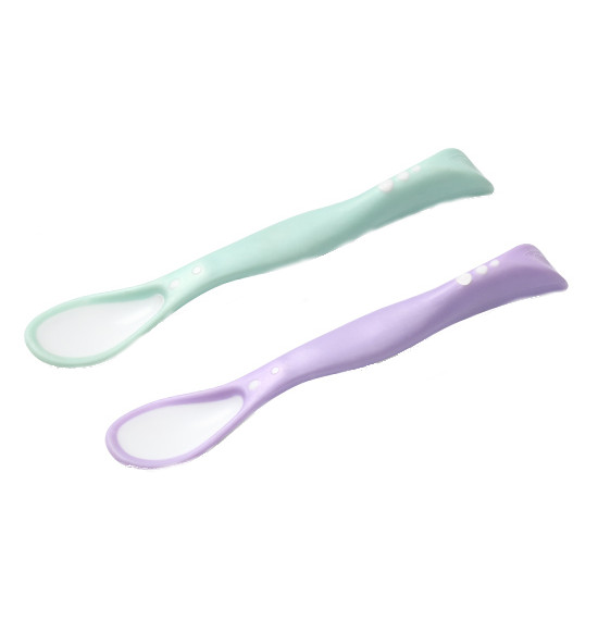 Set 2 lingurite flexibile Babyono, Turcoaz/Mov - imagine 2