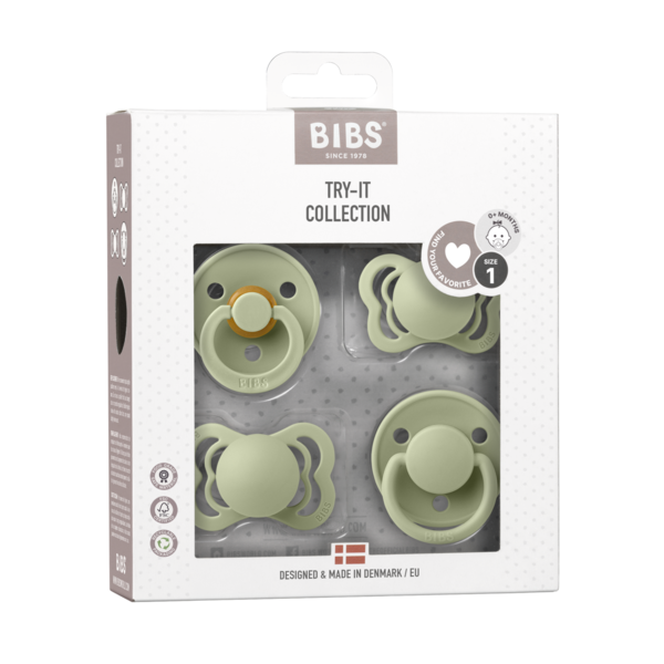 Set 4 Suzete Bibs Try-it Collection, 0 luni+, Sage - imagine 2