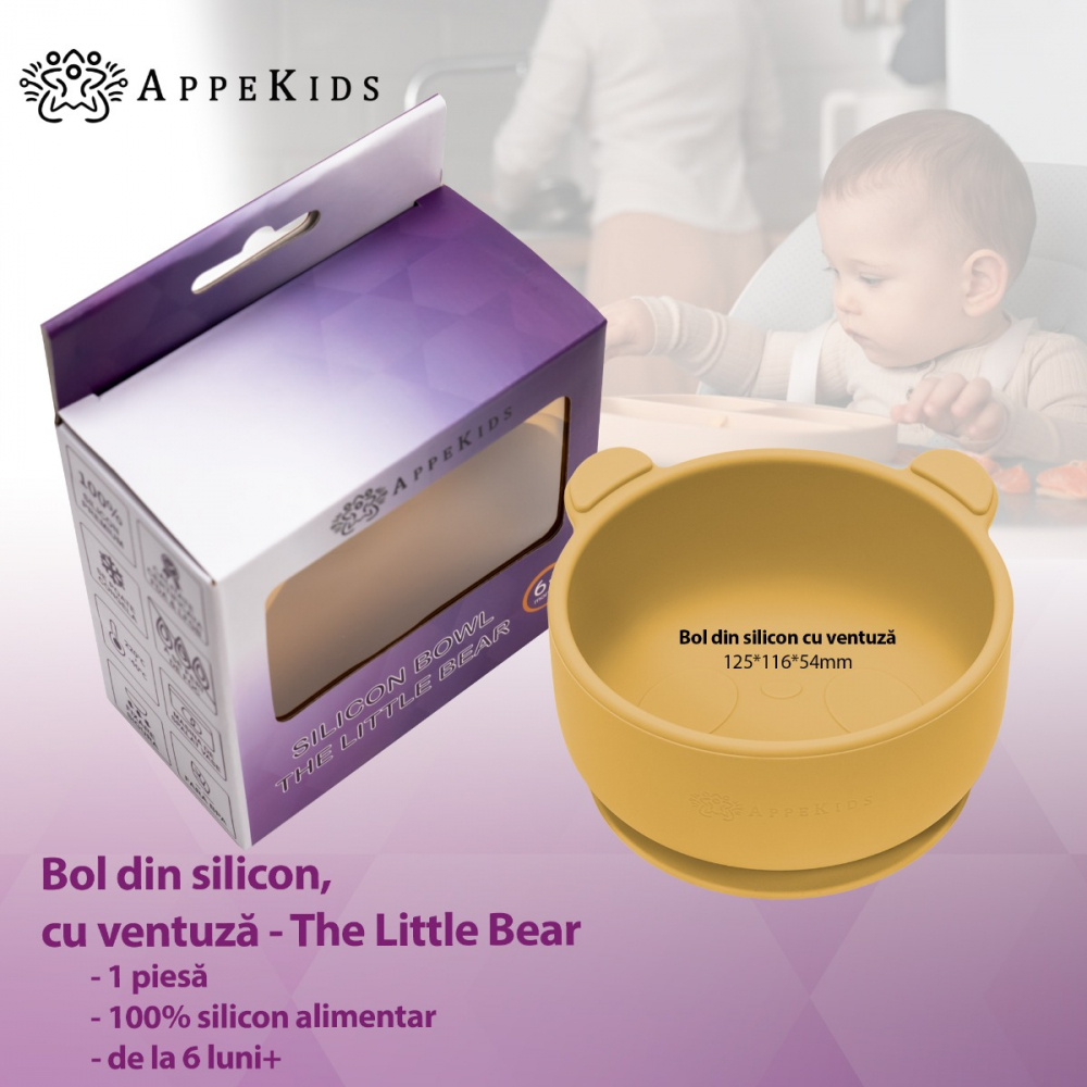 Bol Silicon cu Ventuza AppeKids Little Bear