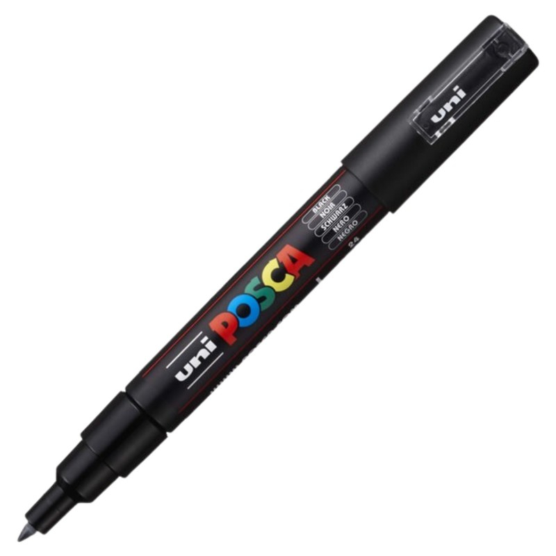Marker Posca UNI PC-1M 0.7 mm, Vârf Rotund, Negru