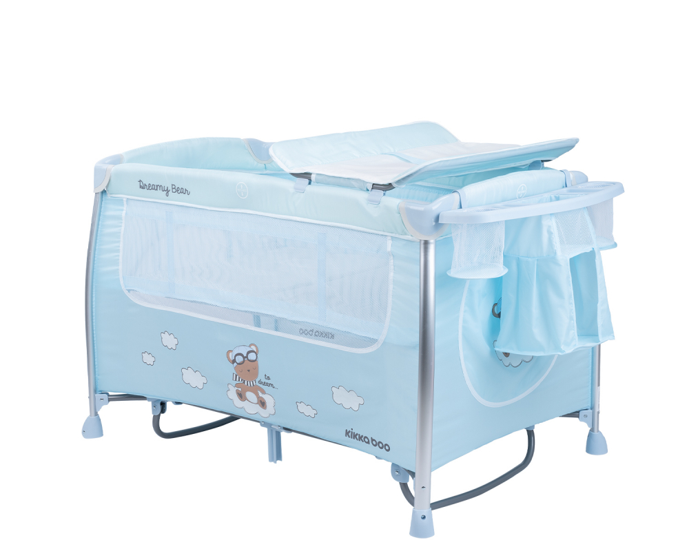 Patut KikkaBoo Dreamy Bear pliabil 2 nivele - imagine 2