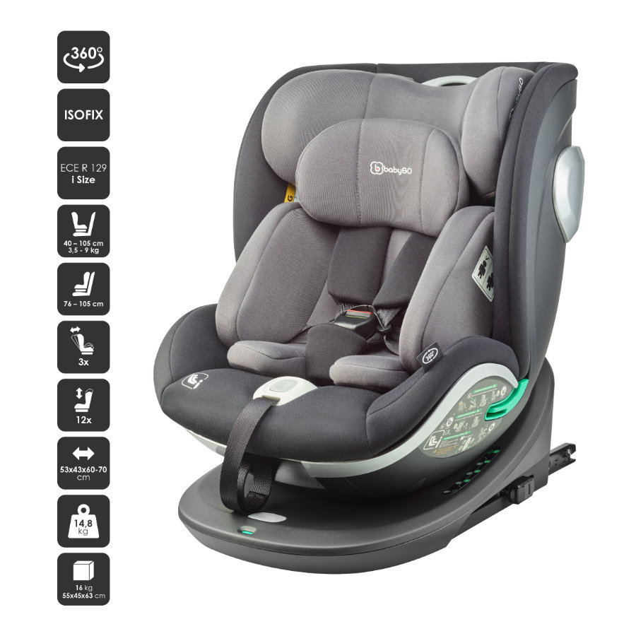 Scaun auto BabyGo Grow Up 360 Black 0-36 kg i-Size - imagine 4