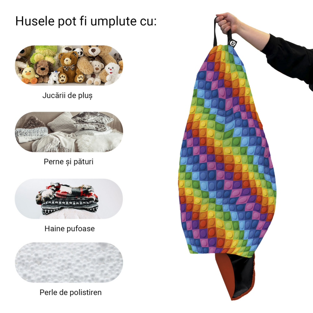 Husa Bean Bag Para XL, Lego Abstract, Updeco