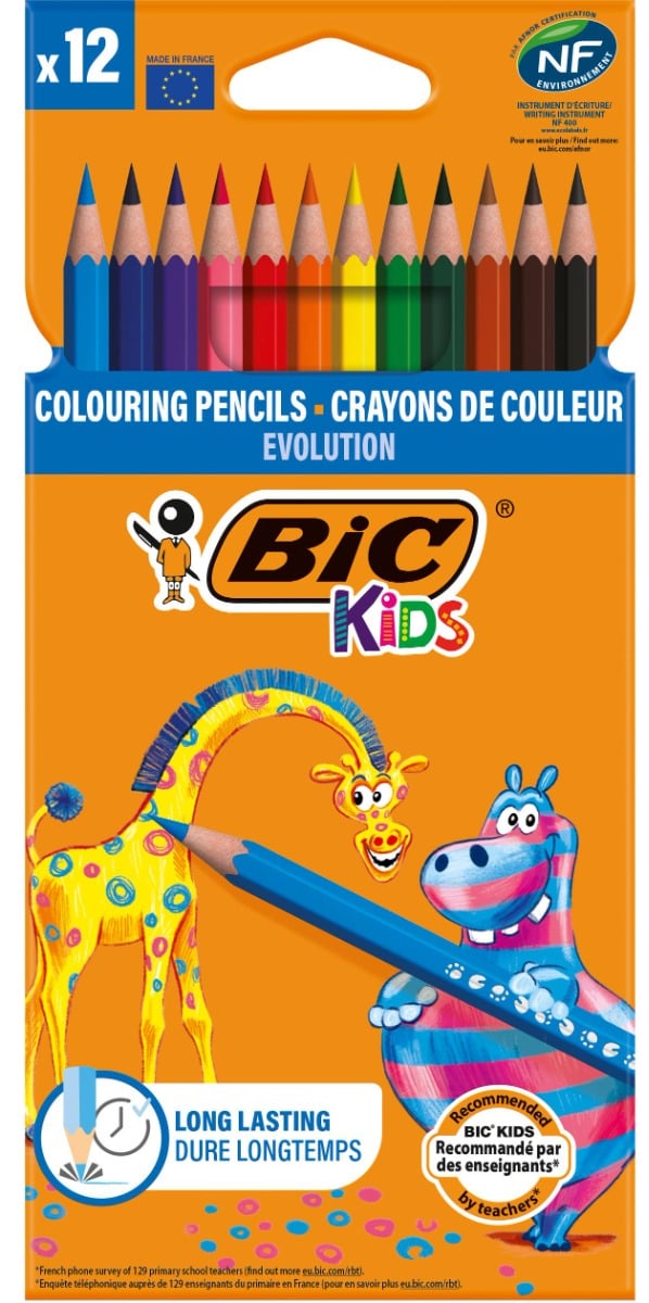 Set 12 Creioane Colorate BIC Kids Evolution
