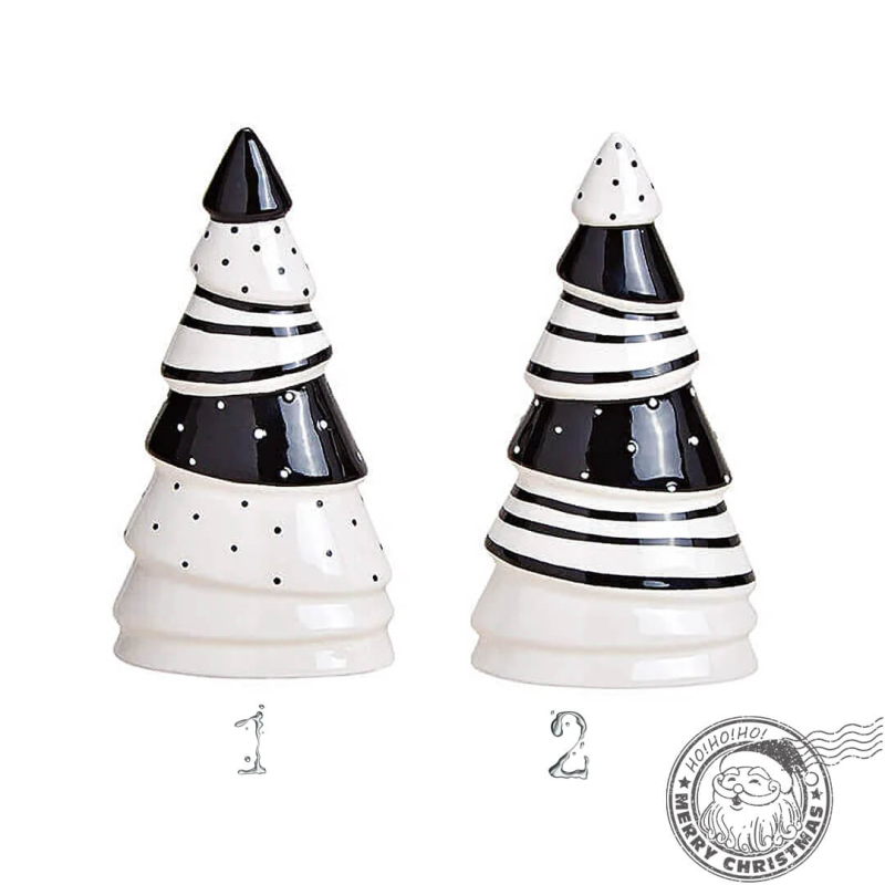 Brad Decorativ Ema Alb-Negru, 16 cm - imagine 2