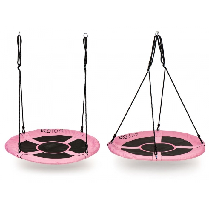 Leagan rotund Ecotoys cuib de barza roz, 110 cm