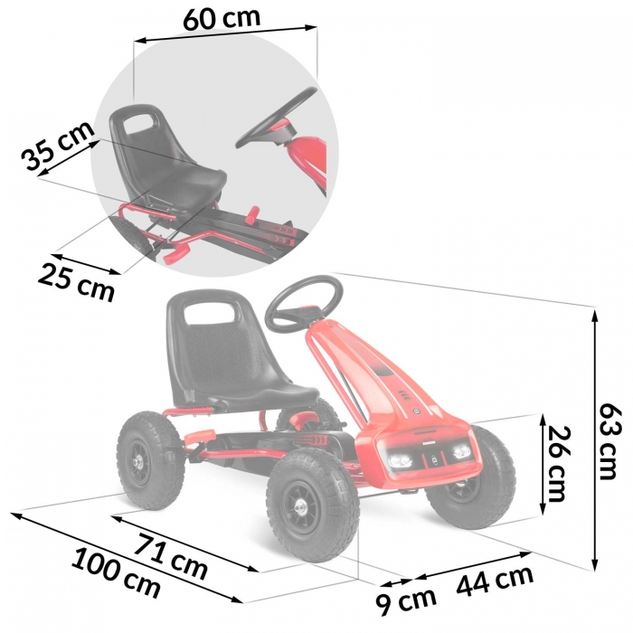 Kart Pedale Ricokids RK-593 Roșu | Control Total - imagine 4