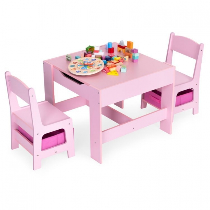 Set Masa Scaune Ecotoys Roz Copii - imagine 5