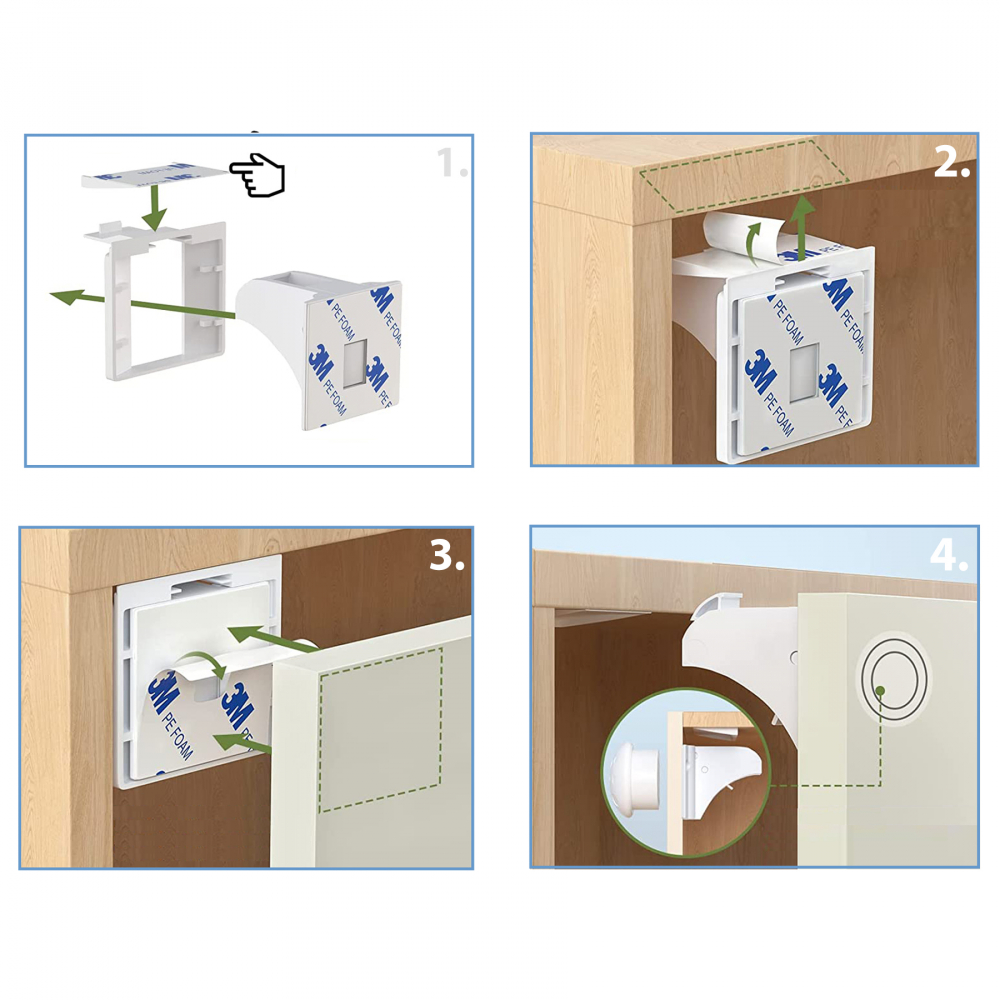 Set 4 Protectii Magnetice Sipo, Siguranta Sertare - imagine 3
