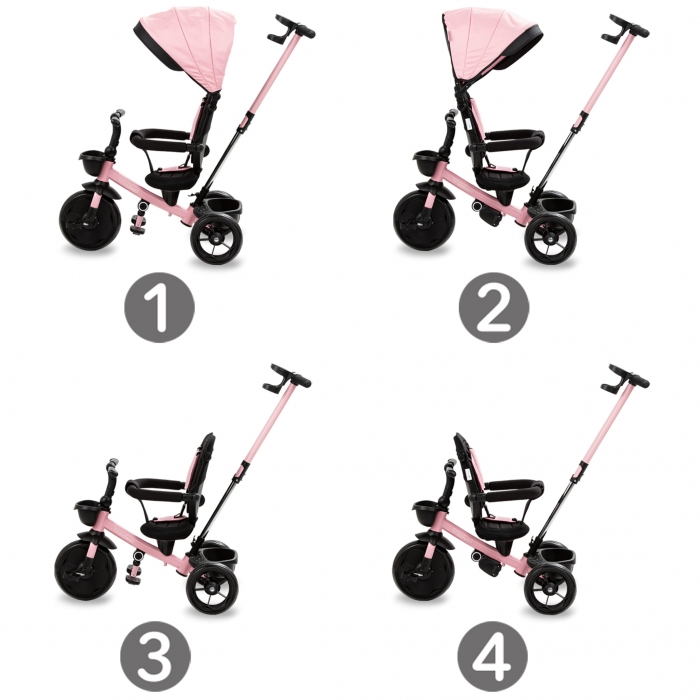 Tricicleta Kidwell Axel Roz, Scaun Rotativ, Control Parental - imagine 5