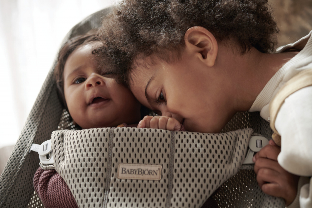 Balansoar BabyBjorn Bliss Mesh, Gri Bej - imagine 2