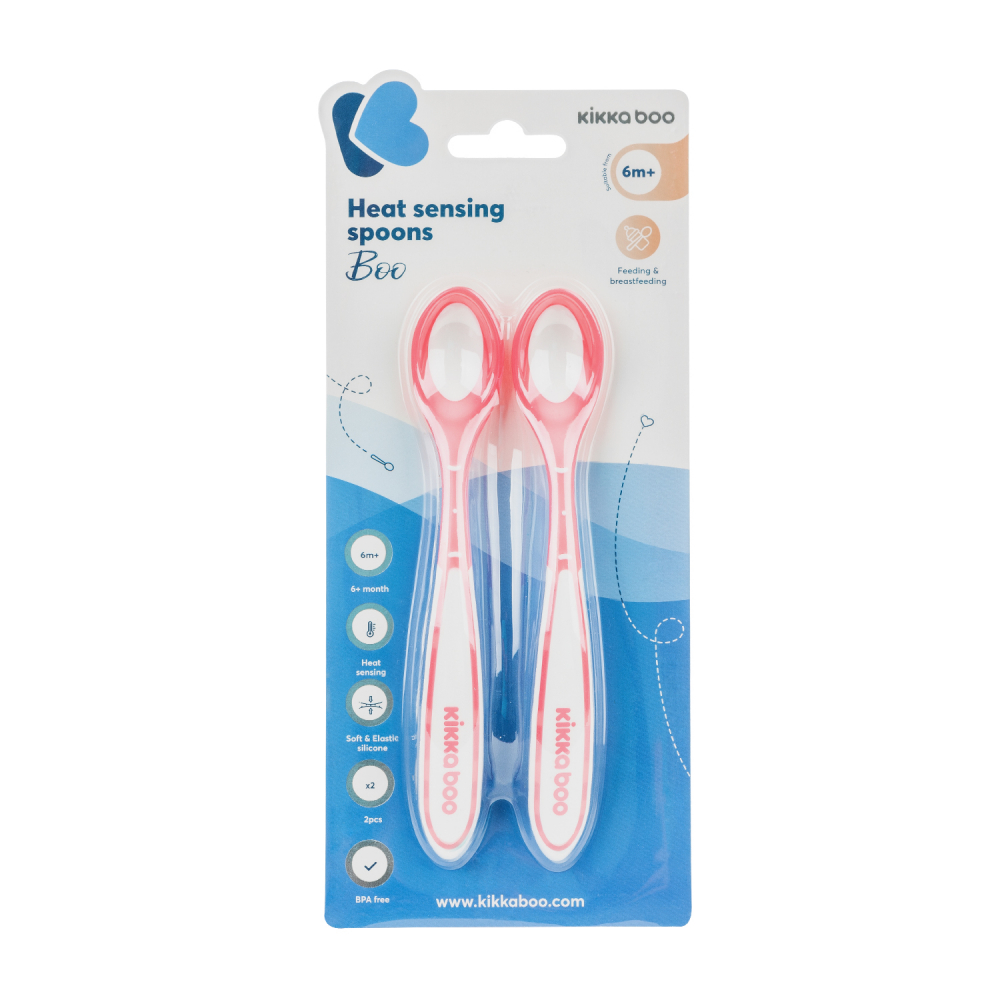 Set 2 Lingurițe cu Senzor Kikkaboo Boo Pink