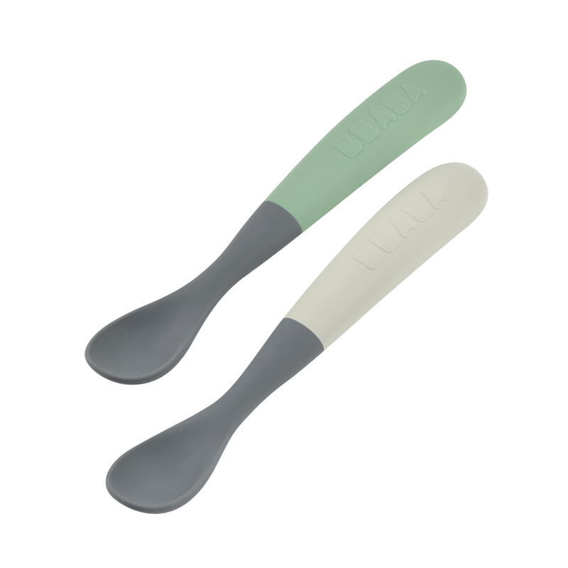 Set 2 Lingurițe Silicon Beaba Bicolor Mineral - imagine 2