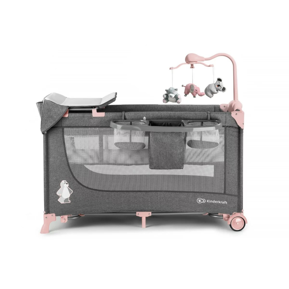 Patut pliabil Kinderkraft 2 nivele, Pink - imagine 8
