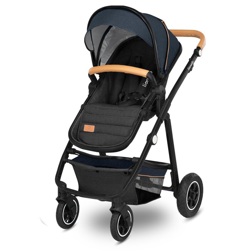 Carucior Lionelo Amber 3 in 1 Albastru, Cadru Aluminiu - imagine 2
