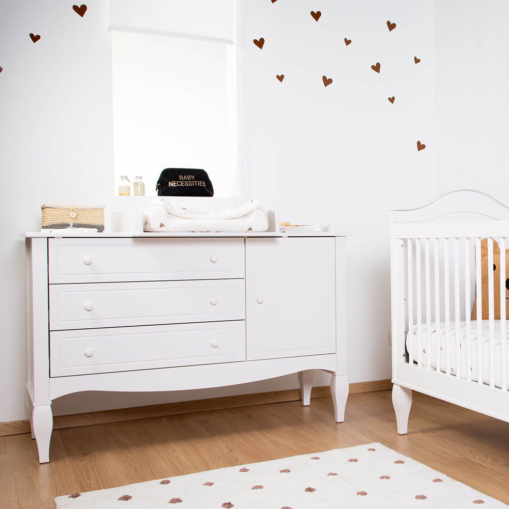 Comodă Childhome Romantic cu Masă de Înfășat Albă - imagine 4