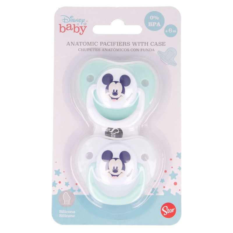 Set 2 Suzete Disney Mickey cu Capac, 6 luni+, Stor - imagine 2
