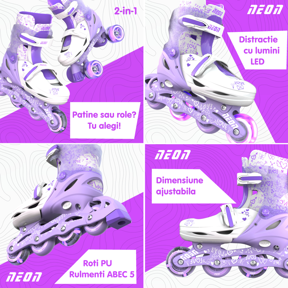 Role 2 in 1 Neon Combo Skates Purple 34-37 - imagine 3