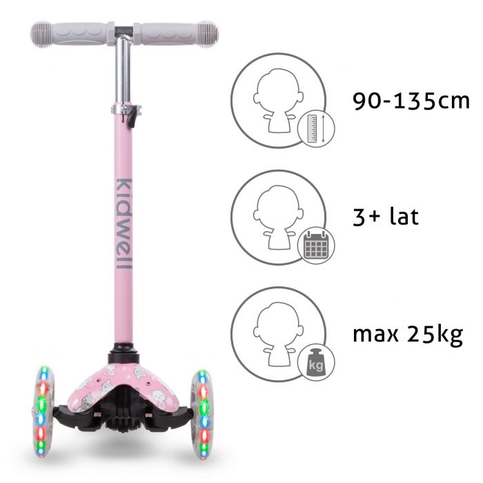 Trotineta Kidwell Uno Cats Roz cu LED - imagine 8
