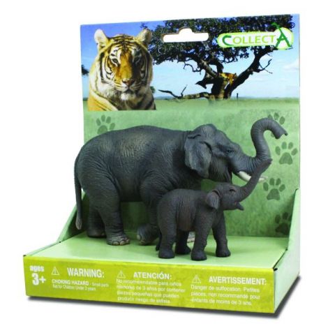 Set 2 Figurine Elefant Asiatic Collecta