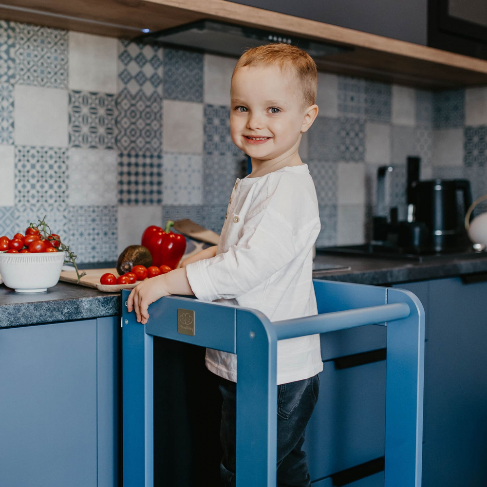 Înălțător Learning Tower MeowBaby cu Tablă Albastru - imagine 5