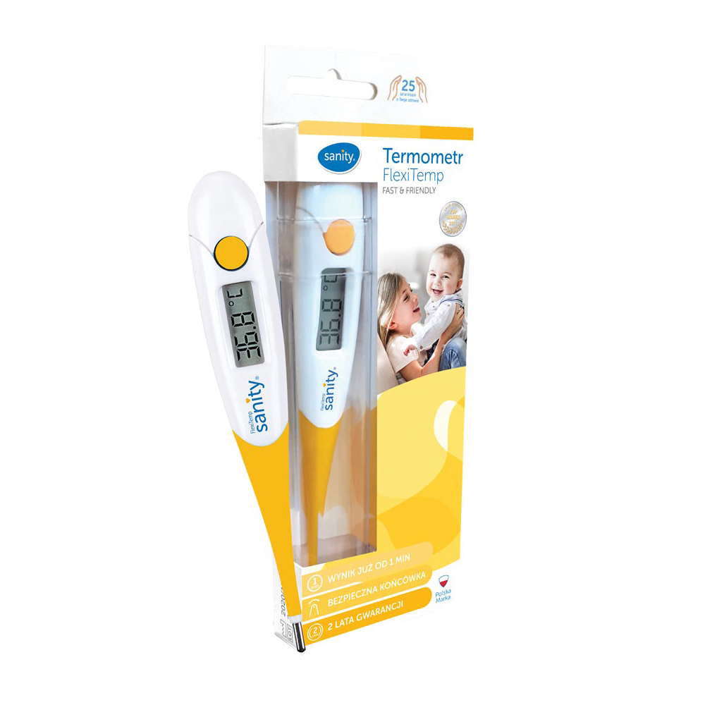 Termometru Digital Sanity Flexi Temp, Alb/Galben