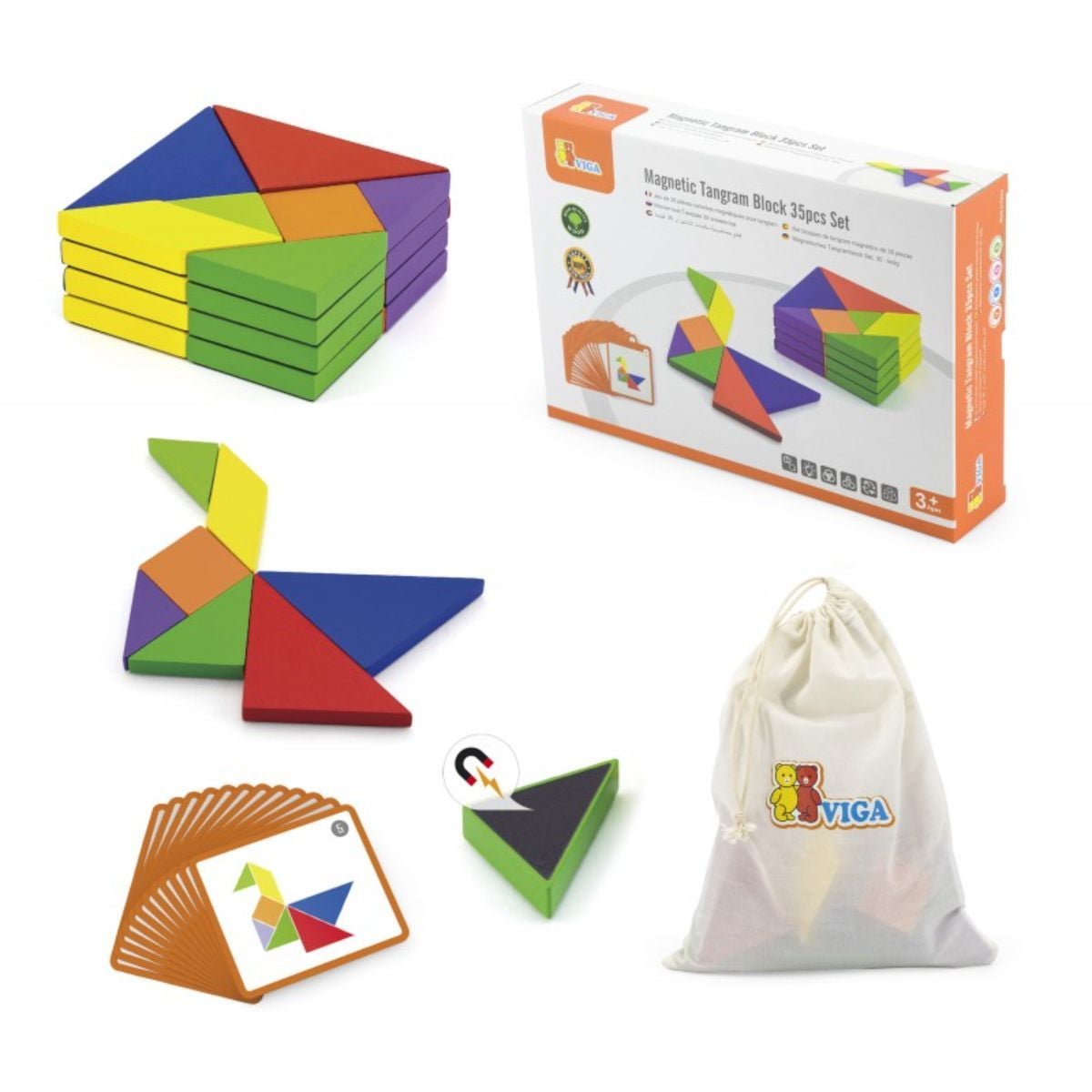 Joc Tangram Magnetic Viga, 35 Piese, Educativ