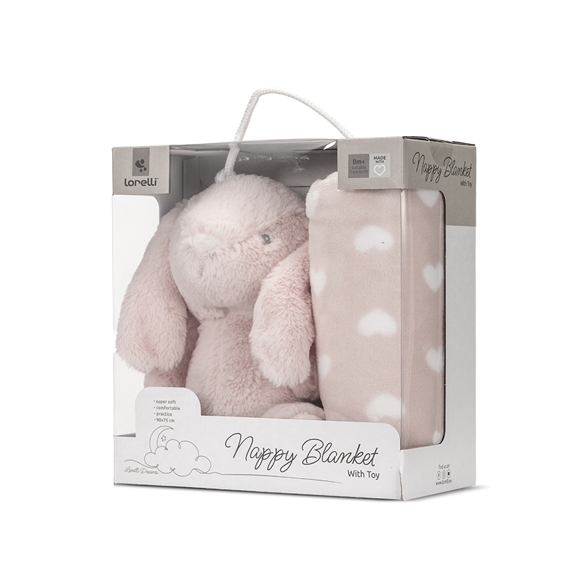 Paturica moale cu jucarie Lorelli Iepuras Pink - imagine 4