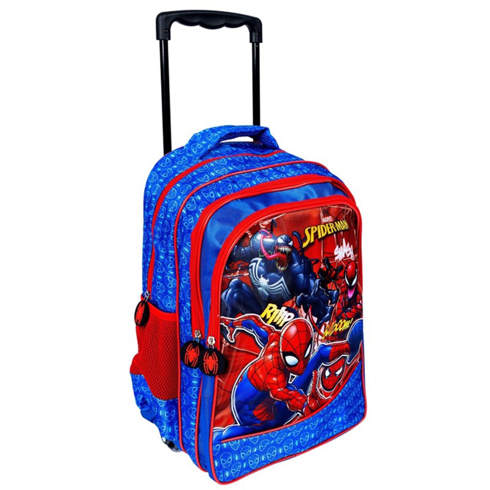 Ghiozdan Troller Spiderman, 3 Compartimente, Maner Extensibil