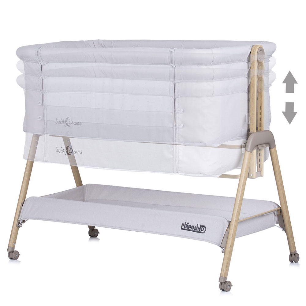 Patut Co-Sleeper Chipolino Sweet Dreams, Gri Lemn - imagine 2