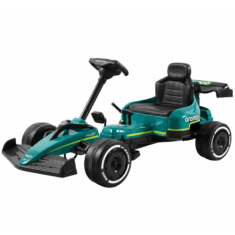 Aston Martin Go Kart Formula 1 cu pedale, pentru copii 4-8 ani, roti moi EVA, verde