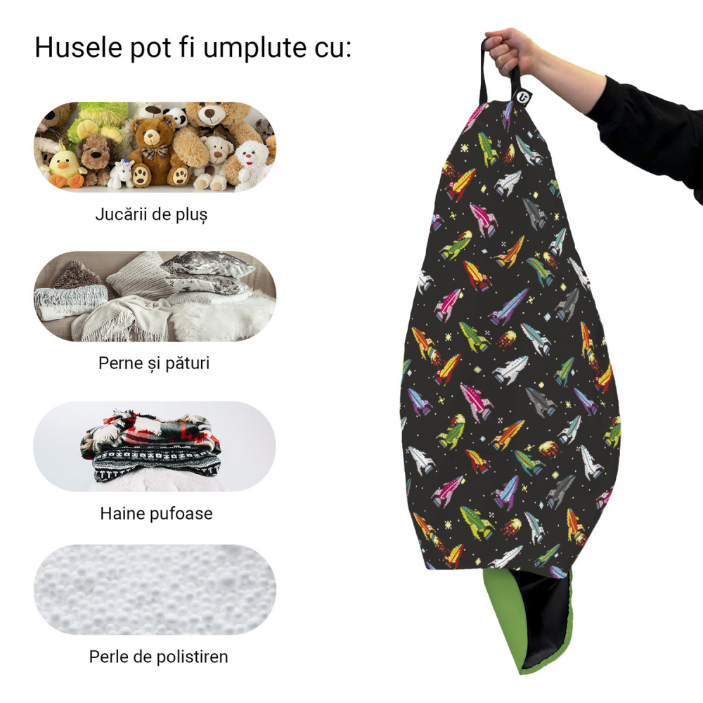Husa Bean Bag Para XL Updeco, Model Space Ships