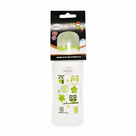 Biberon Minut Baby gât larg 270ml, verde