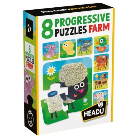 Headu 8 Puzzleuri Animale Fermă - Joc Educativ Progresiv - imagine 3